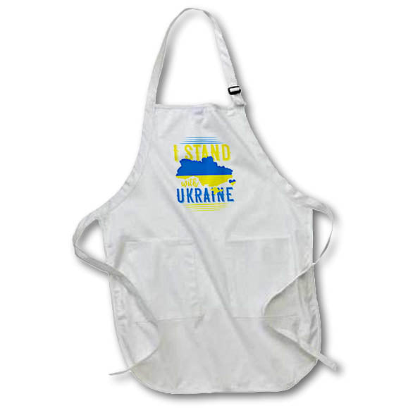 Apron - I Stand with Ukraine Flag Map and Heart Quote 2 Travel – Ukraine