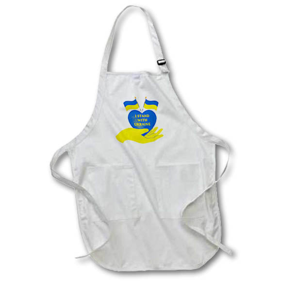 Apron - I Stand with Ukraine Flags Blue Heart on Hand 2 Travel – Ukraine