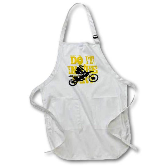 Apron - Do It In The Dirt Motorcross Silhouette Yellow Text Typography - Motocross