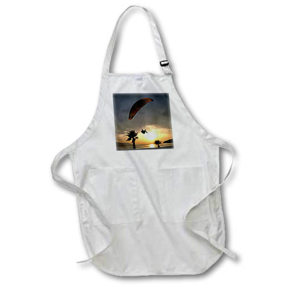 Apron - Dropzone At Dusk Adventure Paraglider Art Acrylic Painting - Paraliding