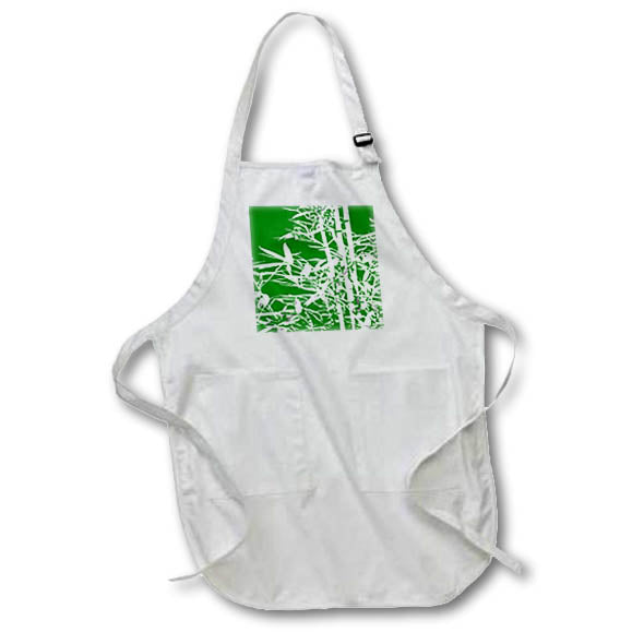 Apron - Stalks of White Bamboo Silhouette Botanical Art Acrylic Painting - Bamboo Plant