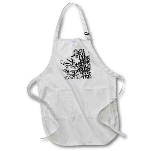 Apron - Stalks of Black Bamboo Silhouette Botanical Art Acrylic Painting - Bamboo Plant