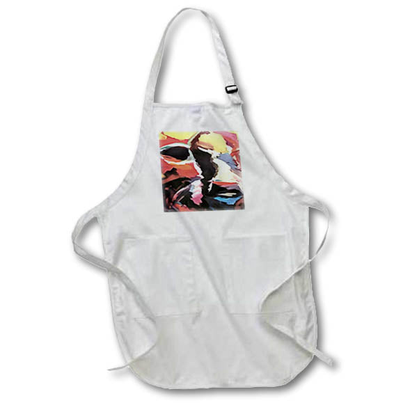 Apron - Moody Cow Multicolored Abstract Painting Acrylic Painting - Cattle