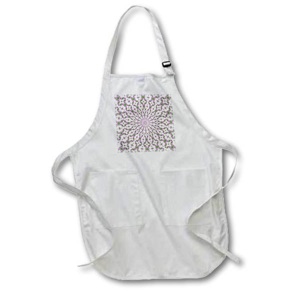 Apron - Radial Pattern In Green and Pink On Buff White Digital Art - Art Deco Radial Pattern