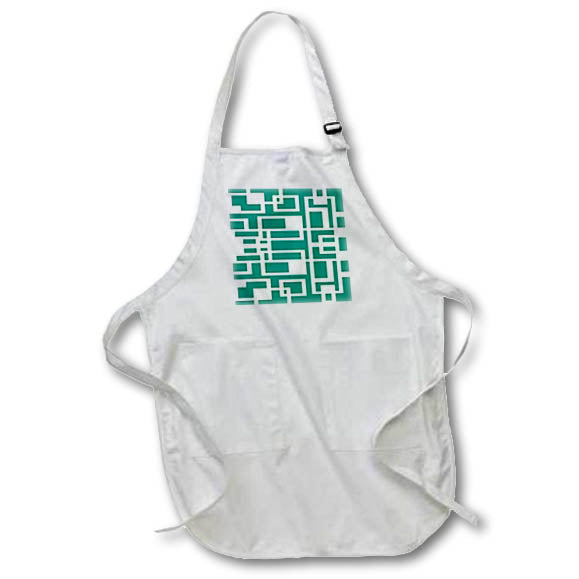 Apron - Overlapping Rectangles White Blue Geo Abstract Pattern Digital Art - Symmetrical Pattern