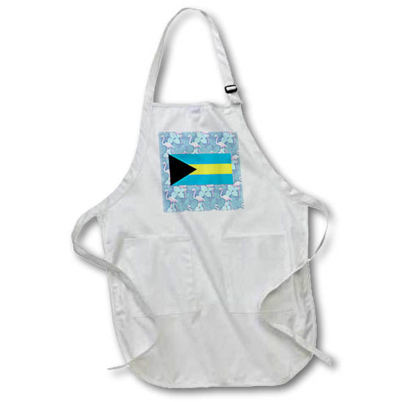 Apron - Bahamas flag on a pink flamingo pattern. Creative Studios – Bahamas