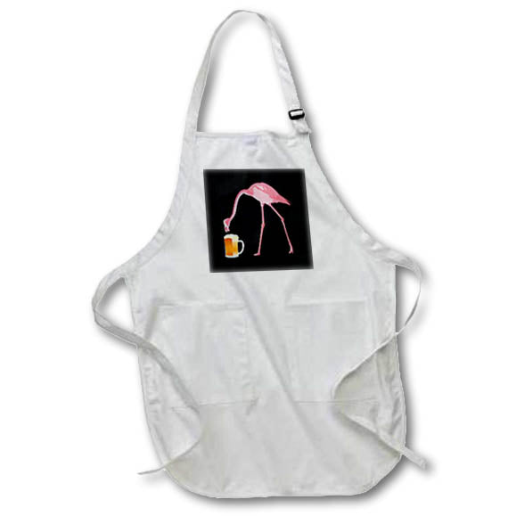 Apron - Funny pink flamingo drinking a mug of beer. Creative Studios – Flamingos