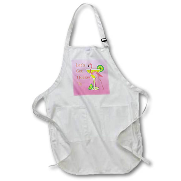 Apron - Funny Lets Get Flocked Up pink flamingo on pink background. Creative Studios – Flamingos