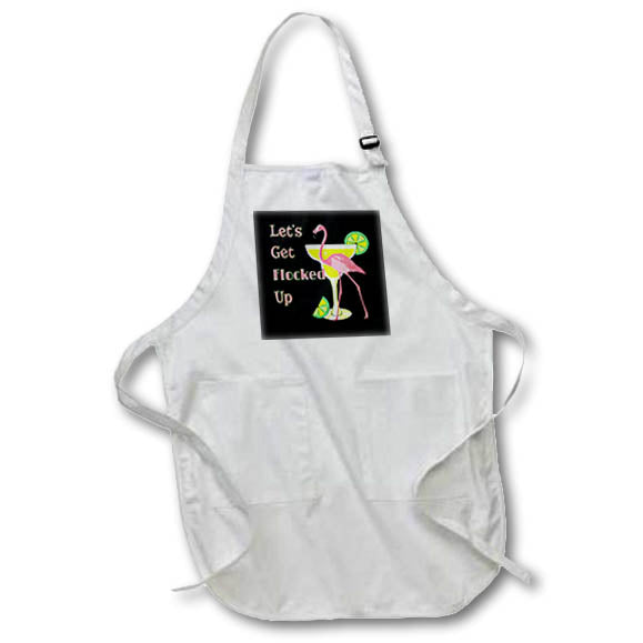 Apron - Funny Lets Get Flocked Up pink flamingo with martini glass. Creative Studios – Flamingos