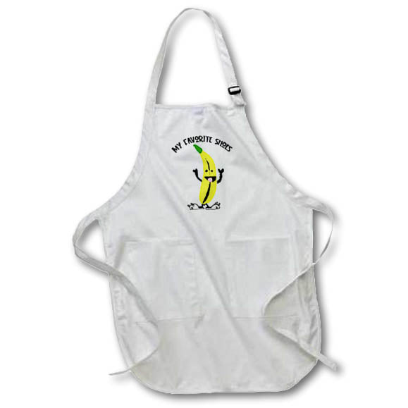 Apron - Funny Cute Banana in Bunny Slippers Favorite Shoes Pun Cartoon Funny