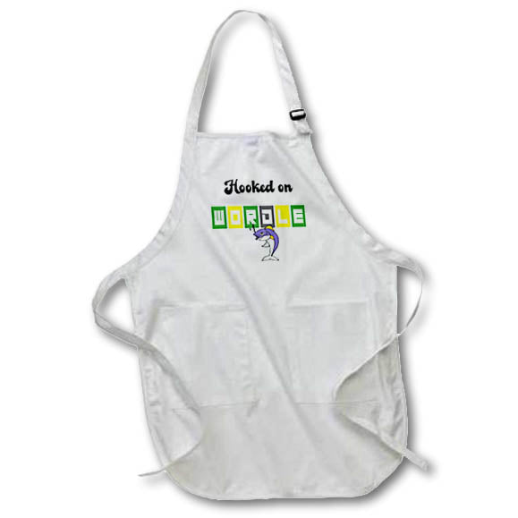 Apron - Funny Cute Hooked on Wordle Daily Word Game with Fish Cartoon Sports and Hobbies