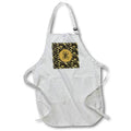 Apron - Image of Arshaka Initial B, Round Frame, Leaf Design, Gold on Black Initial Design
