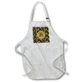 Apron - Image of Arshaka Initial N, Round Frame, Leaf Design, Gold on Black Initial Design