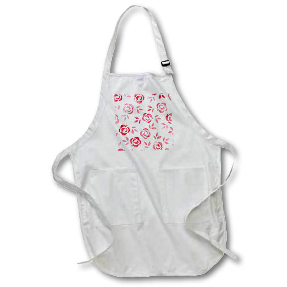 Apron - Modern Red and White Image Of Watercolor Rose Flowers Pattern Patterns