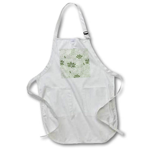 Apron - Green and White Modern Flowers On Dots Pattern Patterns
