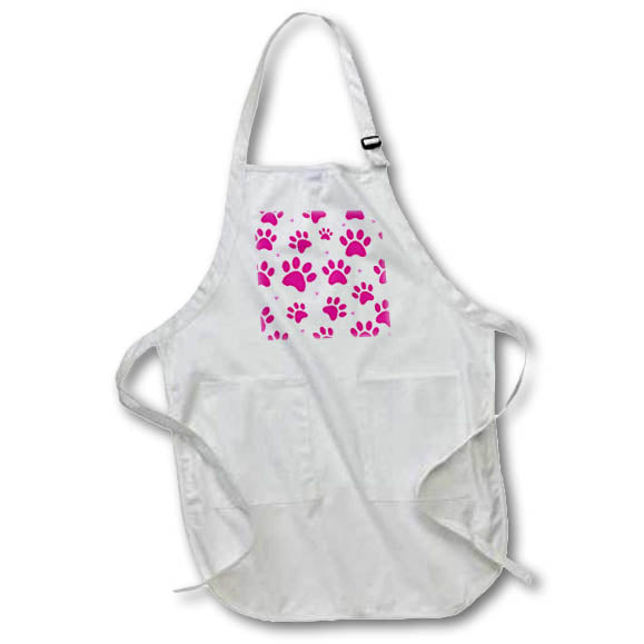 Apron - Cute Pink Paw Print Patterns