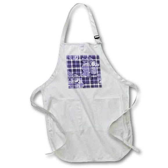 Apron - Purple and White Plaid Floral Pattern Patterns