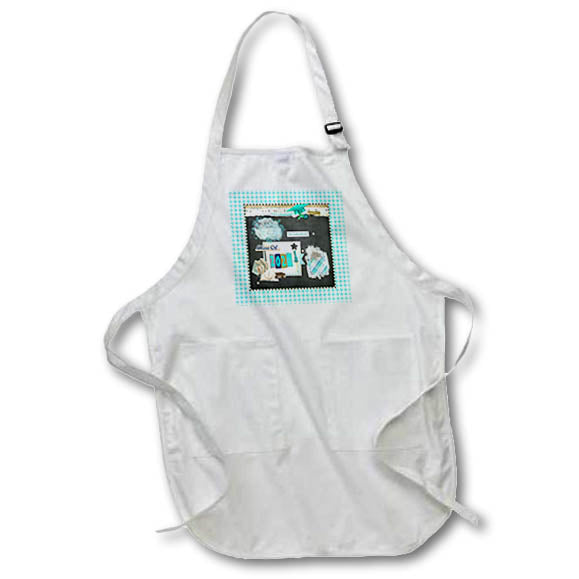 Apron - Image of Class of 2022, Collage of Cap, Diploma, Grad Word, Star, Aqua Graduation Design