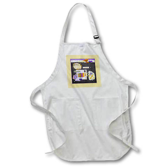 Apron - Image of Class of 2022, Collage, Cap, Diploma, Grad Word, Star, Yellow Graduation Design