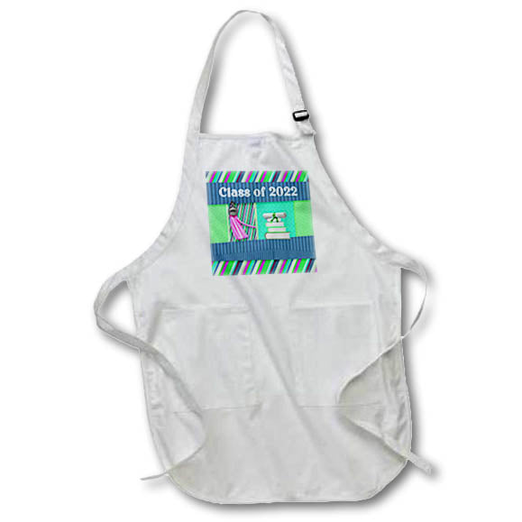Apron - Image of Class of 2022,Tassel,Book,Diploma,Stripes, Pink, Blue Graduation Design