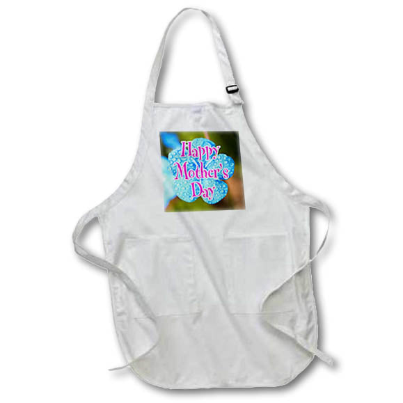 Apron - Image of Words Happy Mothers Day with Blue Flowers – Mothers Day