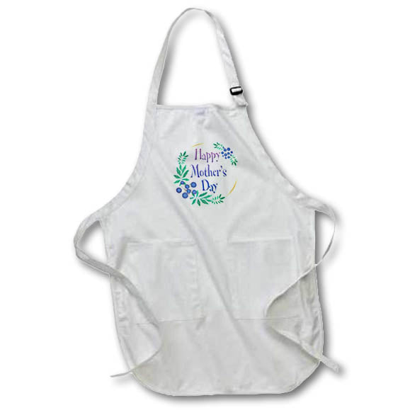 Apron - Image of Words Happy Mothers Day with Berry Wreath – Mothers Day