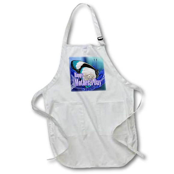 Apron - Image of Words Happy Mothers Day with Blue Butterfly – Mothers Day