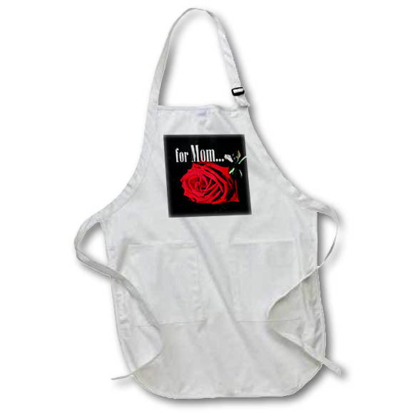 Apron - Image of Words For Mom on Black with Red Rose – Mothers Day