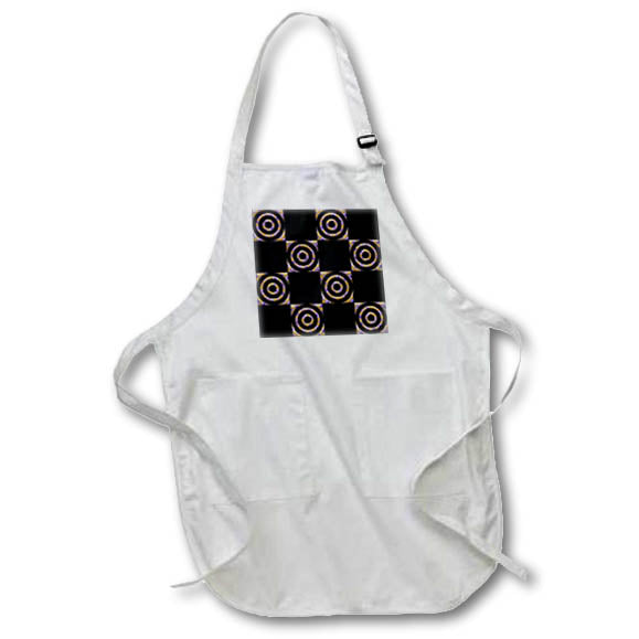 Apron - Purple Yellow and Black Circles In Squares Pattern Geometric Patterns