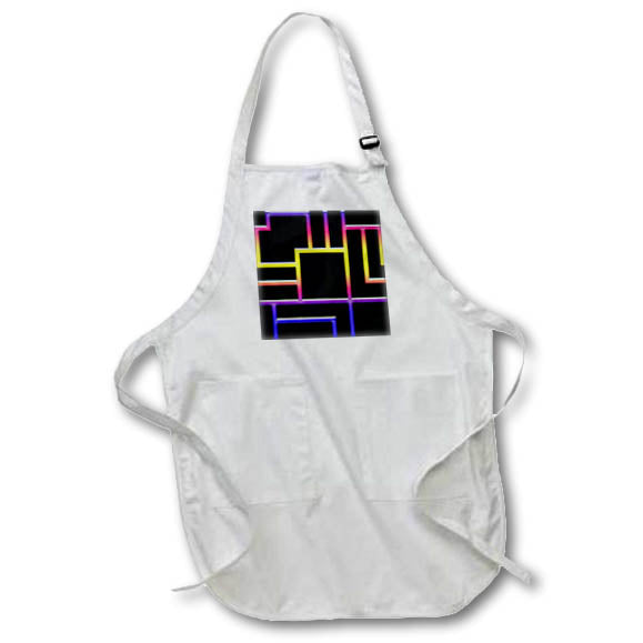 Apron - Bright Yellow Pink Purple Blue Square and Lines Geometric Pattern Geometric Patterns