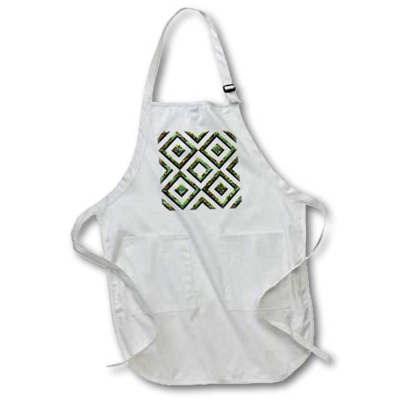 Apron - Green Image Of Distressed Diamond Ornamental Geometric Pattern Geometric Patterns