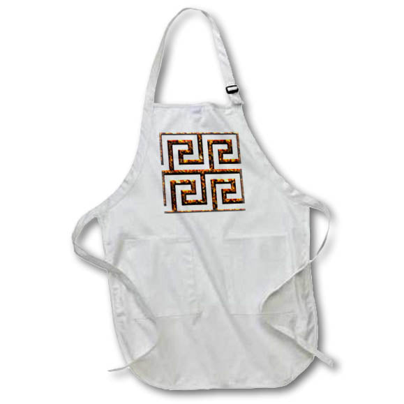 Apron - Orange and Image Of Rust Greek Key Geometric Pattern Geometric Patterns