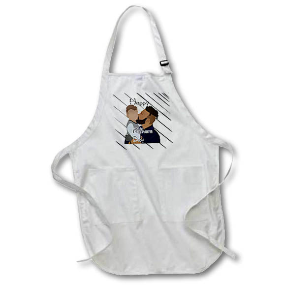 Apron - Image of Muslim Father Holds Baby Text And Black White Stripes lens Art by Florene - Happy Fathers Day