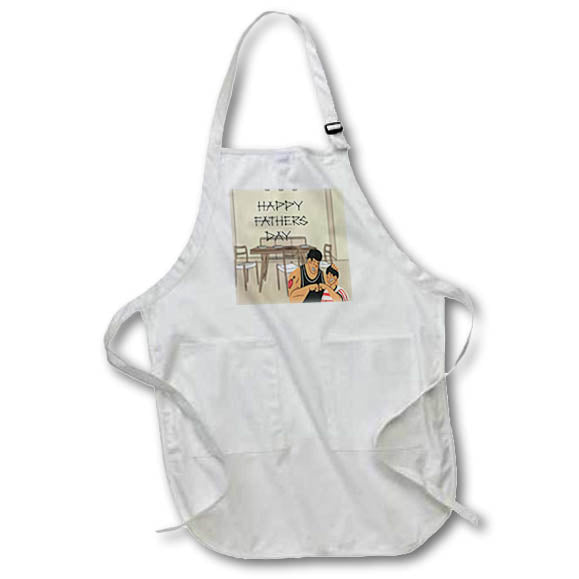 Apron - Image of Oriental Text With Asian Dad And Child At Home lens Art by Florene - Happy Fathers Day