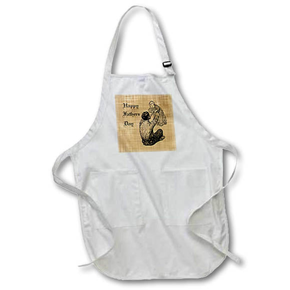 Apron - Image of Vintage Script With Vintage Dad And Baby lens Art by Florene - Happy Fathers Day