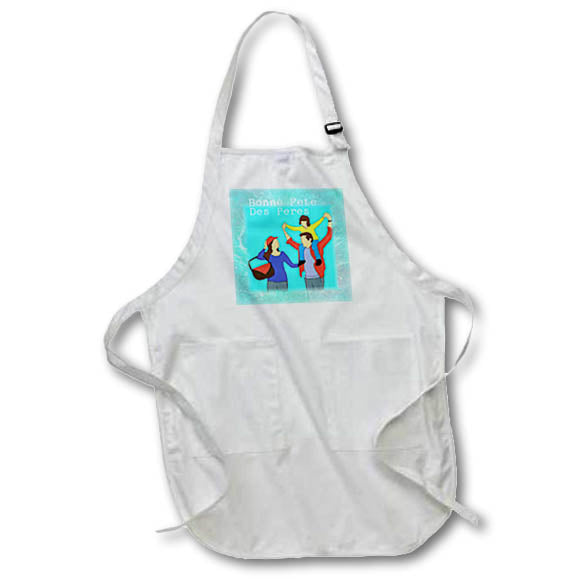 Apron - Image of Family With Child On Dads Shoulders French Happy Father Day lens Art by Florene - Happy Fathers Day