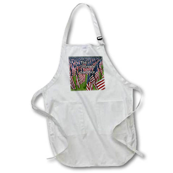 Apron - Image of Rows of USA Flags With Words The Ultimate Sacrifice lens Art by Florene - Memorial Day
