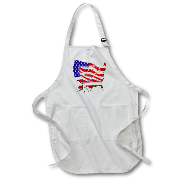 Apron - Image of USA Flag In Shape Of America With Happy Memorial Day lens Art by Florene - Memorial Day