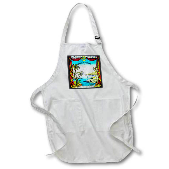 Apron - Vintage Magic Lantern Slide Good Evening Early Cinema Magic Lantern Slides