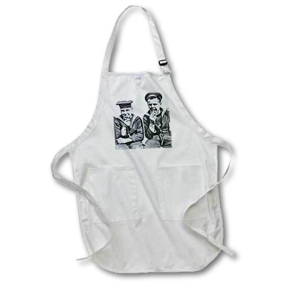 Apron - Vintage World War II HMS Warspite Sailors Eating Hot Cross Buns Magic Lantern Slides