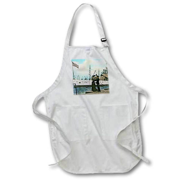 Apron - Magic Lantern Slide Vintage Circa 1906 Navy A Fond Farewell from Lover Magic Lantern Slides