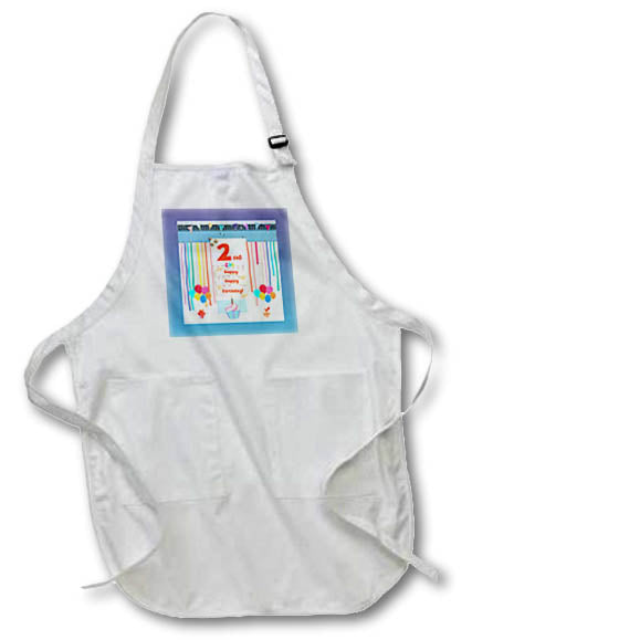 Apron - Image of 2nd Birthday Tag, Cupcake, Candle, Balloons, Gifts, Streamers Birthday Design