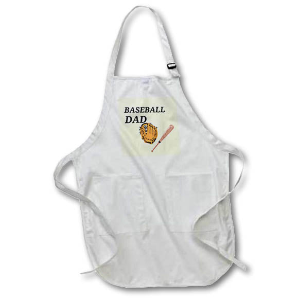 Apron - Sporty Greetings for Fathers Day with a Text of BaseBall Dad 3dRose-Fathers Day Greetings