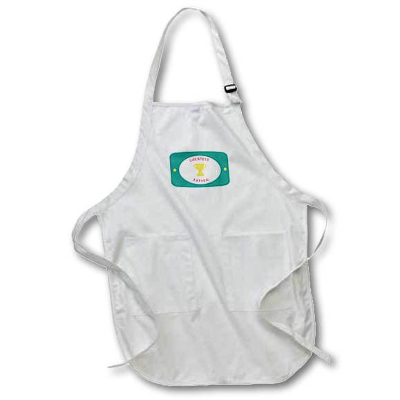 Apron - Simple Greetings for Fathers Day With A Text of Greatest Father 3dRose-Fathers Day Greetings