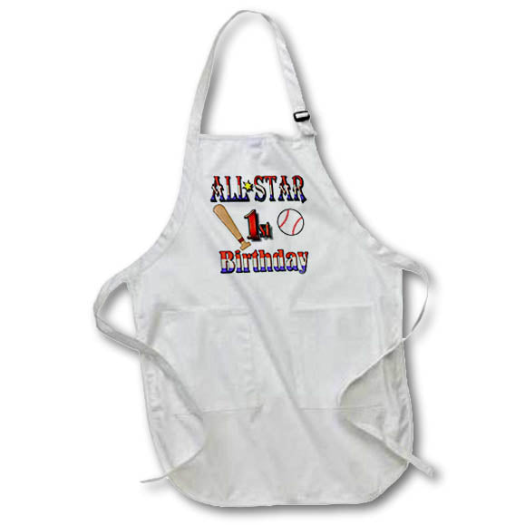 Apron - All Star First Birthday With A Baseball and Baseball Bat Birthdays