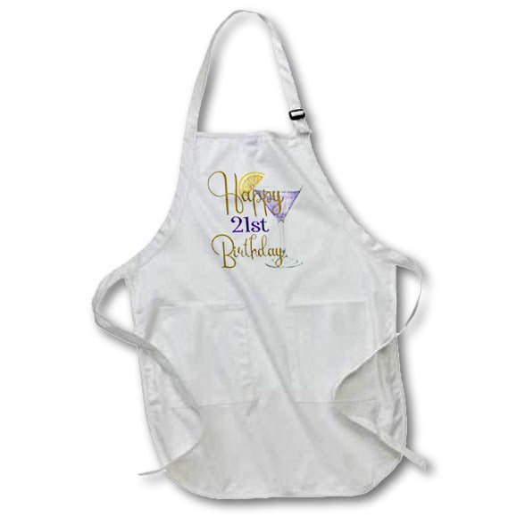 Apron - Happy 21st Birthday With A Purple Cocktail Birthdays