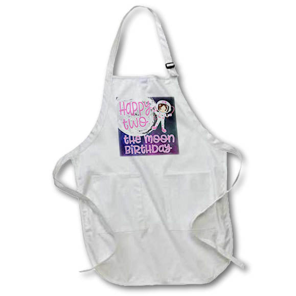 Apron - Happy Two The Moon Birthday Girl Astronaut and Moon Birthdays