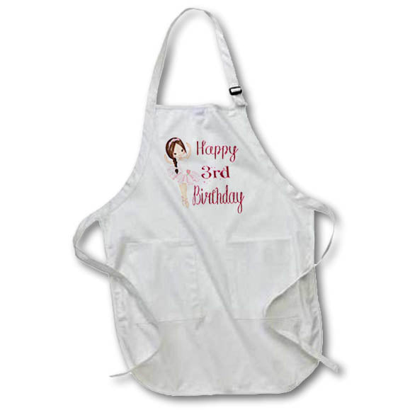 Apron - Happy Third Birthday Cute Girl Ballerina In Pink Birthdays