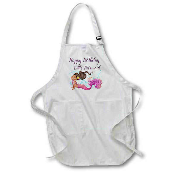 Apron - Happy Birthday Little Mermaid With A Cute Mermaid In Pink Birthdays