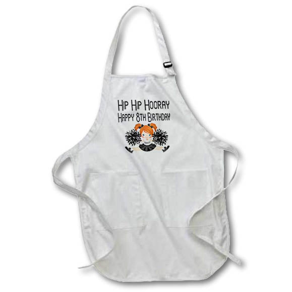 Apron - Hip Hip Hooray Happy 8th Birthday With A Cheerleader Birthdays